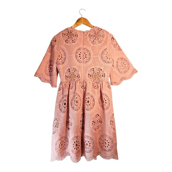 Champagne & Strawberry Broderie Anglaise Knee Length Dress in Pink - Picture 4 of 6